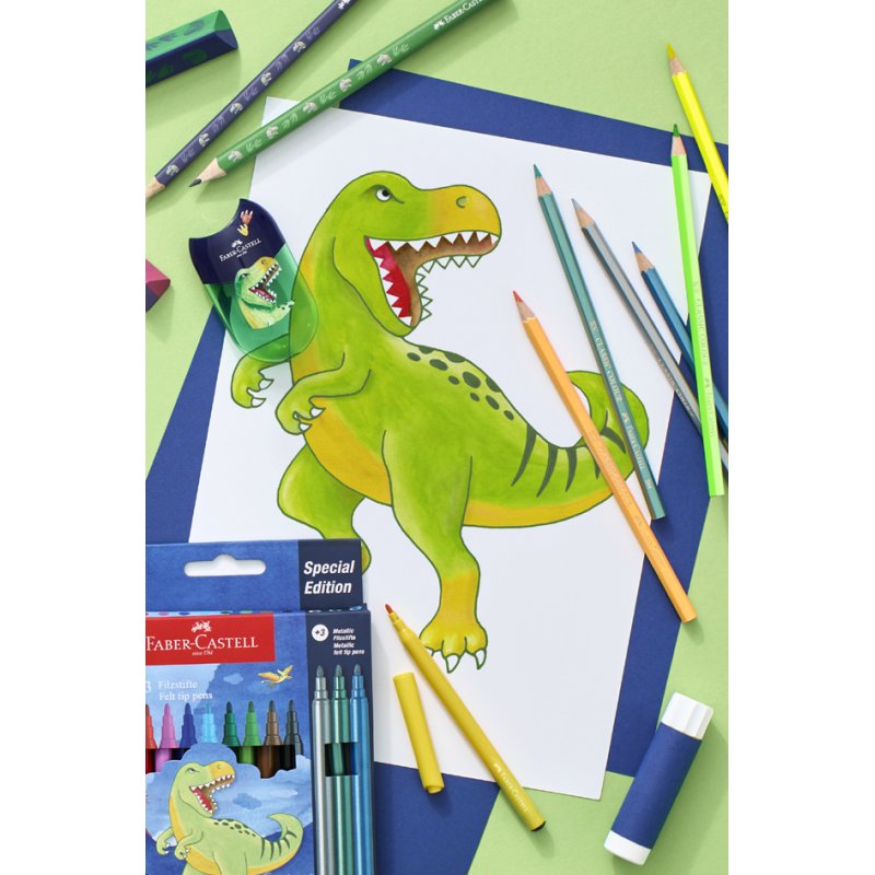 Faber-Castell feutres Dino, 24 pièces, effet pailleté, étui cartonné